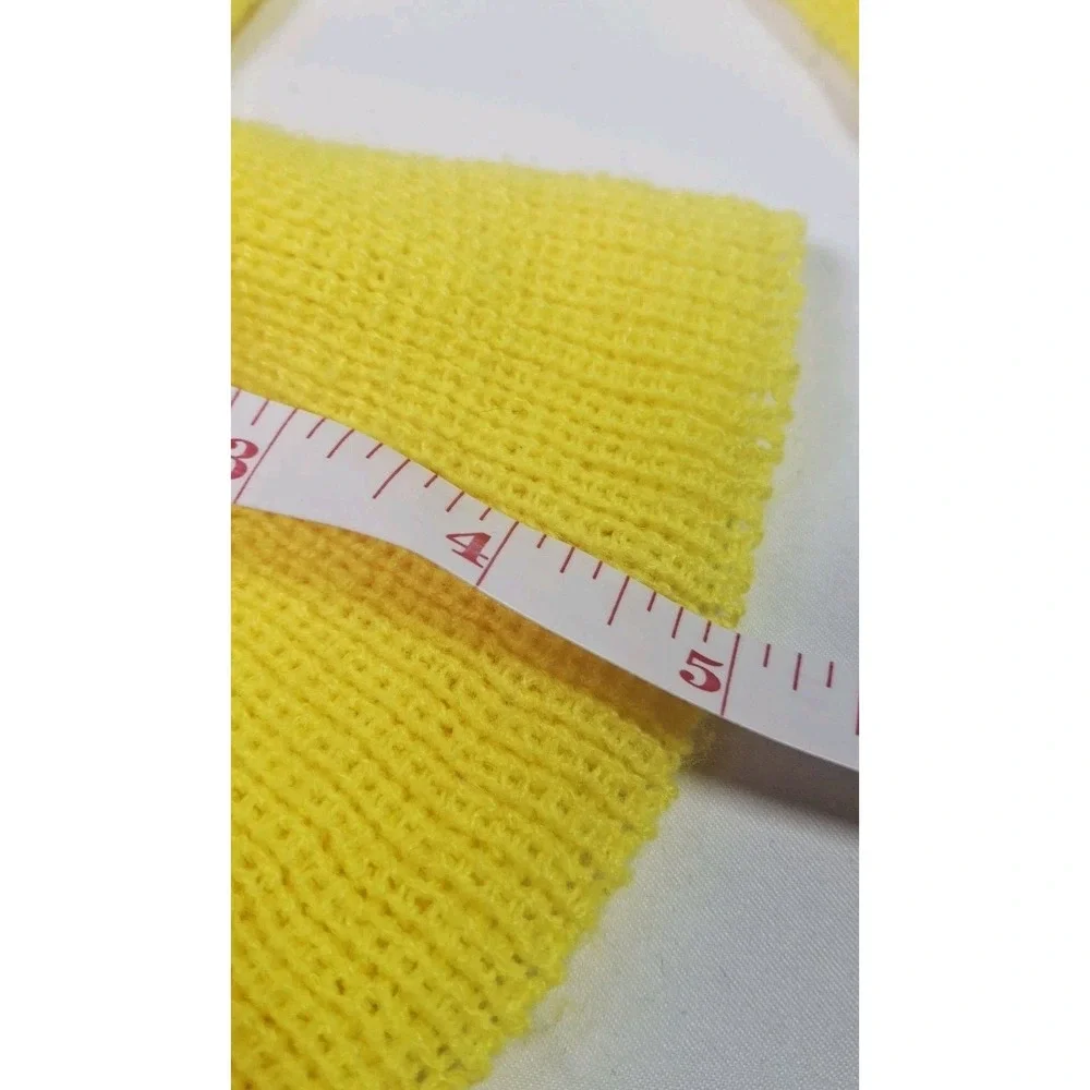 Vintage Hand Knit Doll Outfit Hat Sweater Footed Pants Baby Doll Pink Yellow Pom